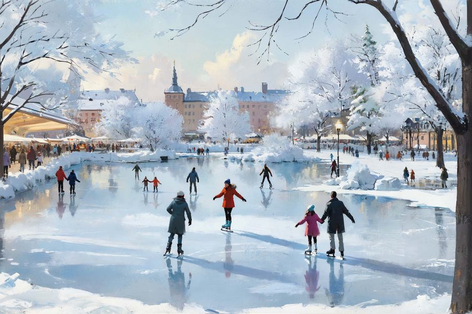 Dagvattendamm i stadsmiljö på tidigare parkeringsyta – undervisningsbild om skyfall, dagvatten och klimatanpassning.